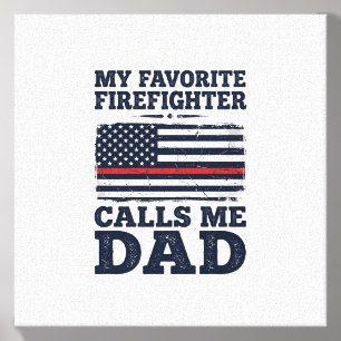 Firefighter Dad Vintage Flag Shirt Design_1 Canvas Photo Tile
