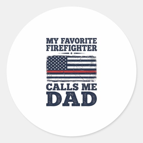 Firefighter Dad Vintage Flag Shirt Design_1 Classic Round Sticker