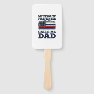 Firefighter Dad Vintage Flag Shirt Design_1 Hand Fan