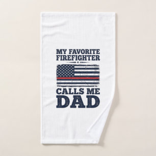 Firefighter Dad Vintage Flag Shirt Design_1 Hand Towel