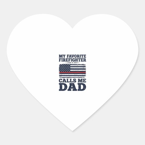 Firefighter Dad Vintage Flag Shirt Design_1 Heart Sticker