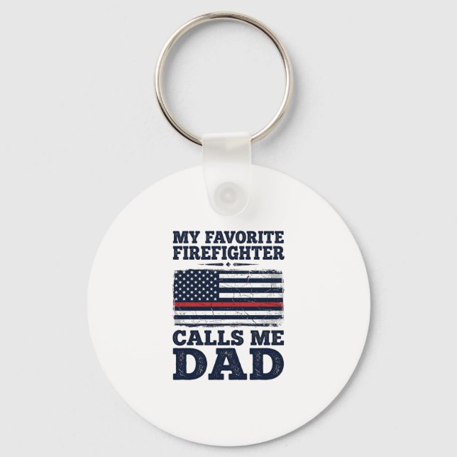 Firefighter Dad Vintage Flag Shirt Design_1 Keychain (Front)