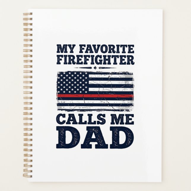 Firefighter Dad Vintage Flag Shirt Design_1 Planner (Front)