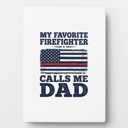 Firefighter Dad Vintage Flag Shirt Design_1 Plaque