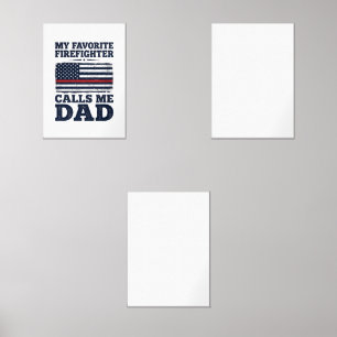 Firefighter Dad Vintage Flag Shirt Design_1 Wall Art Sets