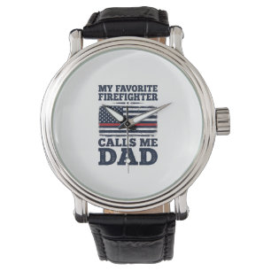Firefighter Dad Vintage Flag Shirt Design_1 Watch