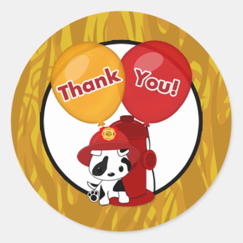 FIREFIGHTER dalmatian balloons Thank You sticker4 Classic Round Sticker
