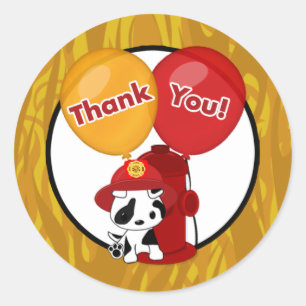 FIREFIGHTER dalmatian balloons Thank You sticker#4 Classic Round Sticker