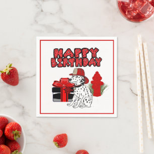 Firefighter Dalmatian Dog Fire Hydrant Birthday Napkins