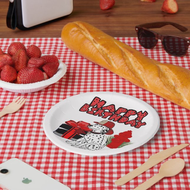 Firefighter Dalmatian Dog Fire Hydrant Birthday Paper Plates (Picnic)