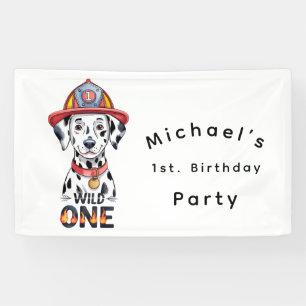 Firefighter Dalmatian Wild One 1st Birthday Party Banner