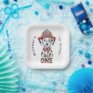 Firefighter Dalmatian Wild One 1st Birthday Party Paper Plates