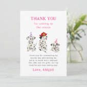 Firefighter Dalmatians Pink Birthday Party Thank You Card | Zazzle