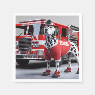 Firefighter Dalmation Wearing a Retired Shirt Napkins