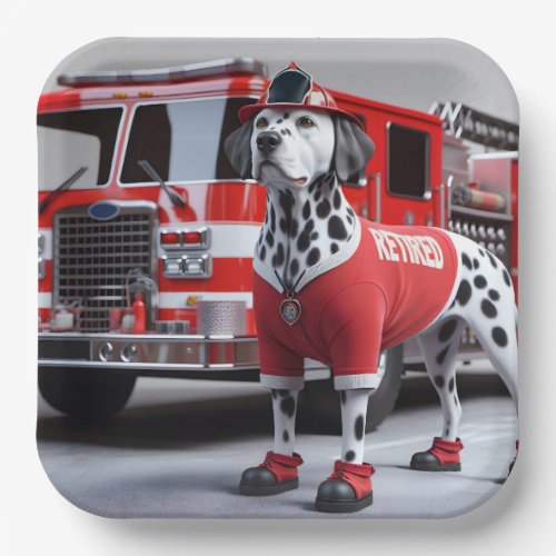 Firefighter Dalmation Wearing a Retired Shirt