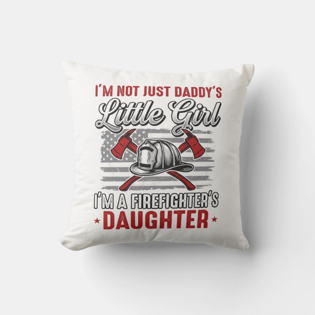 Firefighter Daughter Vintage Throw Pillow (Front)