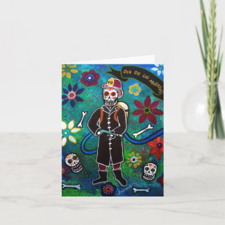 FIREFIGHTER DAY OF THE DEAD CARD