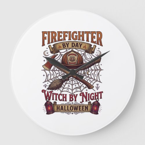 Firefighter Day Witch Night Halloween Helmet Axe B Large Clock
