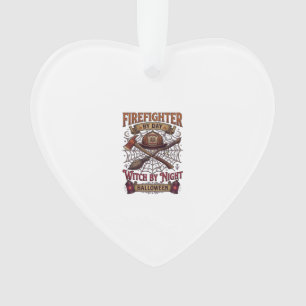Firefighter Day Witch Night Halloween Helmet Axe B Ornament
