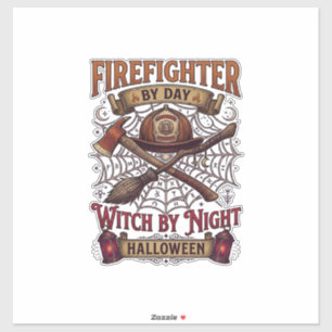 Firefighter Day Witch Night Halloween Helmet Axe B Sticker