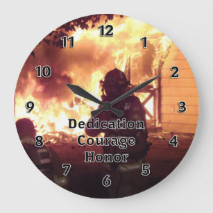 Firefighter Dedication Courage Honor Large Clock