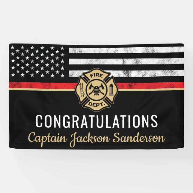 Firefighter Department Retirement Fireman Flag Banner (Horizontal)