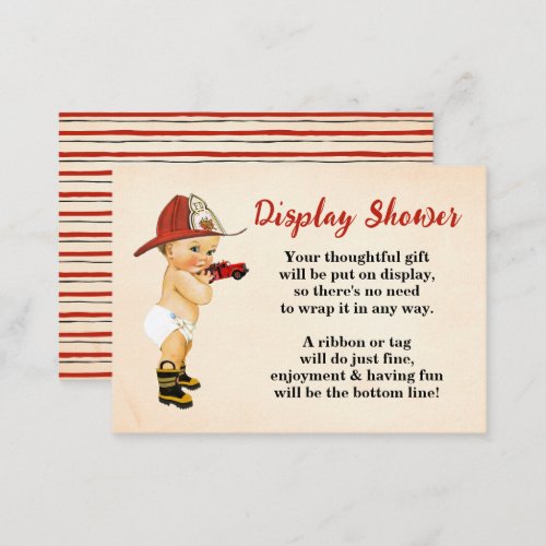 Firefighter Display No Wrapping Baby Shower Enclosure Card