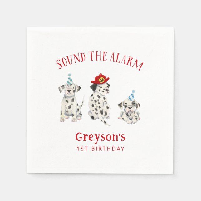 Firefighter Dog Boy Birthday Paper  Napkins (Front)