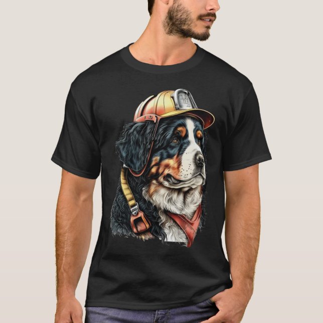 FireFighter Dog For Bernese Mountain Dad Fire Figh T-Shirt (Front)