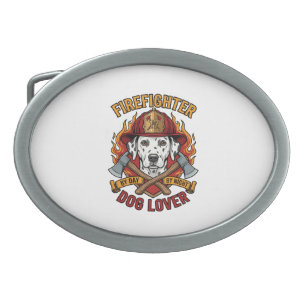 Firefighter Dog Lover Dalmatian Fire Helmet Axes F Belt Buckle