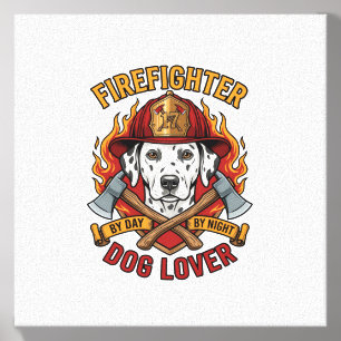 Firefighter Dog Lover Dalmatian Fire Helmet Axes F Canvas Photo Tile