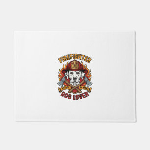 Firefighter Dog Lover Dalmatian Fire Helmet Axes F Doormat