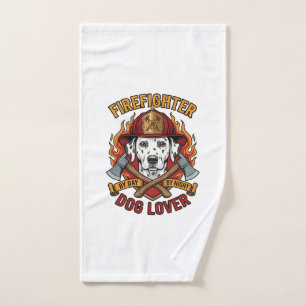 Firefighter Dog Lover Dalmatian Fire Helmet Axes F Hand Towel