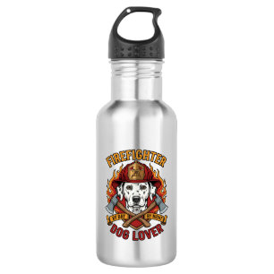 Firefighter Dog Lover Dalmatian Fire Helmet Axes F Stainless Steel Water Bottle