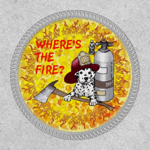 Firefighter Dog Wheres The Fire custom name Patch