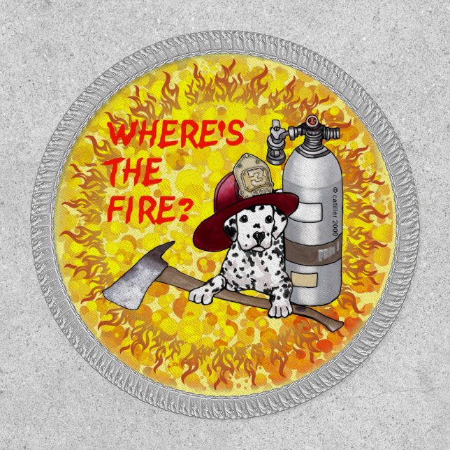 Firefighter Dog Wheres The Fire custom name Patch (Front)