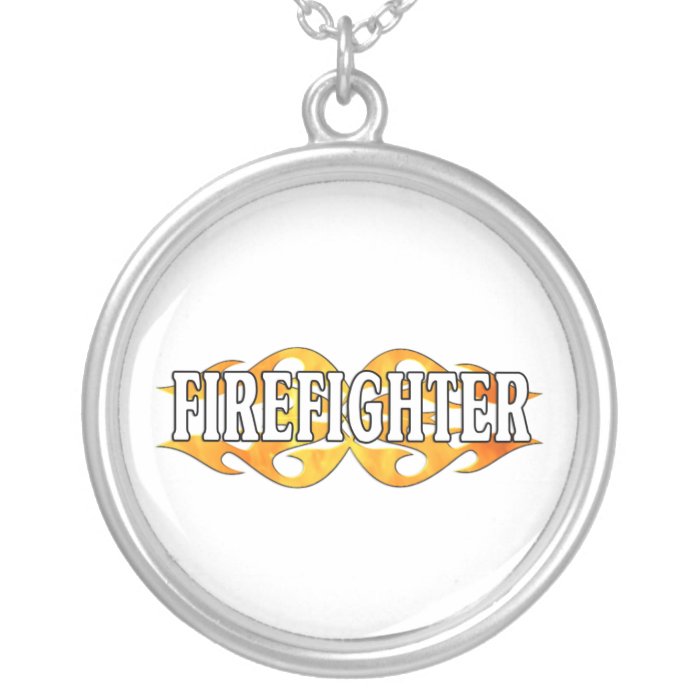 Firefighter Double Flames Personalized Necklace