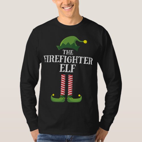 Firefighter Elf Matching Family Christmas Party T_Shirt