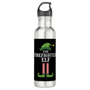 Firefighter Elf Matching Family Group Christmas Pa Stainless Steel Water Bottle