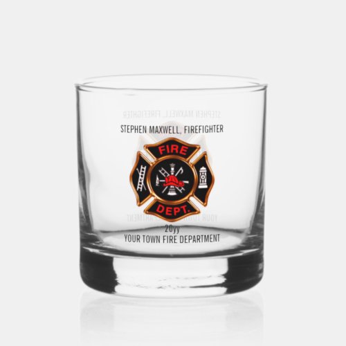 Firefighter Emblem Name and Department Whiskey Glass