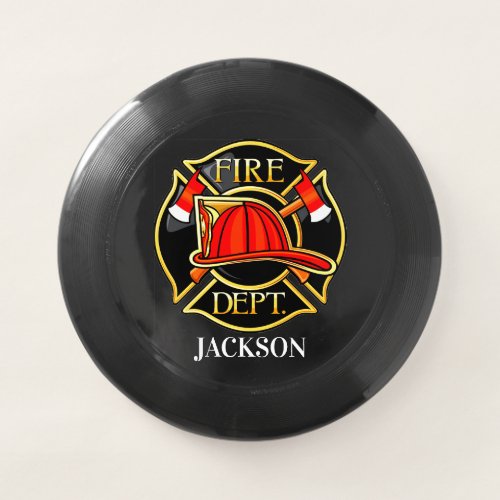 Firefighter Emblem Red and Black   Wham_O Frisbee