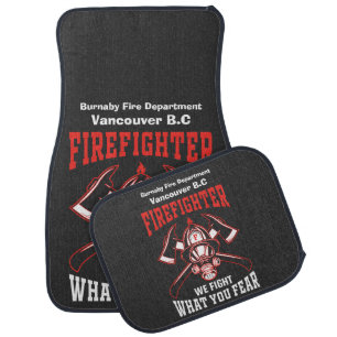 Firefighter emblem with axes and helmet car floor mat