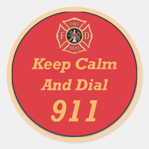 Firefighter Emergency 911 Round Sticker