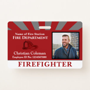 Firefighter Employee ID Card Photo Logo Custom Badge