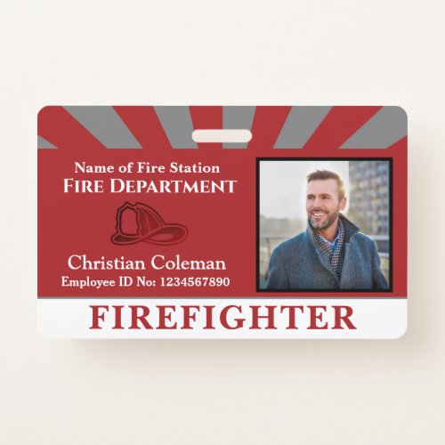 Firefighter Employee ID Card Photo Logo Custom Badge