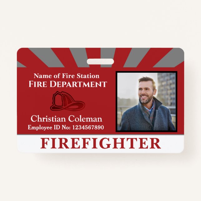 Firefighter Employee ID Card Photo Logo Custom Badge (Front)