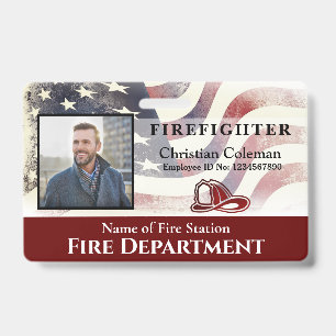 Firefighter Employee Photo Name ID Card Custom Badge