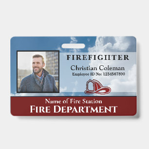 Firefighter Employee Photo Name ID Card Custom  Badge