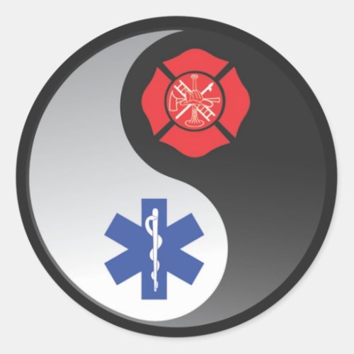 firefighter ems classic round sticker