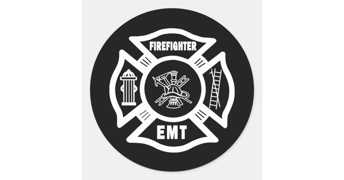Firefighter EMT Classic Round Sticker | Zazzle